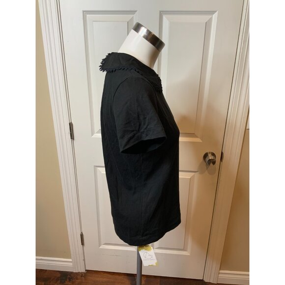 Comme Des Garcons tricot Black Short Sleeve Peter Pan Collar T-Shirt Lace Size S - Picture 3 of 8